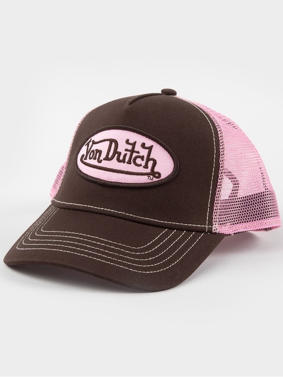 Von Dutch Accessories - 🆕 Von Dutch Staple Brown Pink Trucker Hat Mesh Snapback Y2K NWT